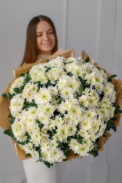 Белые хризантемы 31 шт 149350 - фото 629617