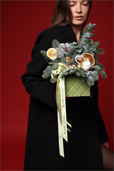 Зимняя композиция в ящике "Зимний аромат" (Размер S) 744 - фото 636153