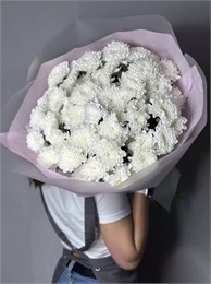 Белая пушистая хризантема в пленке (11шт) 5656555555