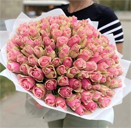 Розовая роза Кения 40см в пленке (101 шт.) 412