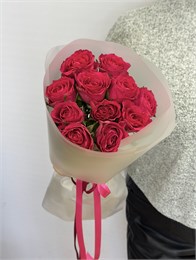 Малиновые розы Кения 40см в пленке (11шт) 505 в Липецке