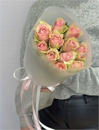 Розовые розы Кения 40см в пленке (11шт) 504 в Липецке