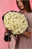 Белая роза Кения 40см в черной PREMIUM упаковке (51 шт.) 815