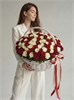 Красно-белые розы в корзине (размер L, 101шт) 413 в Липецке